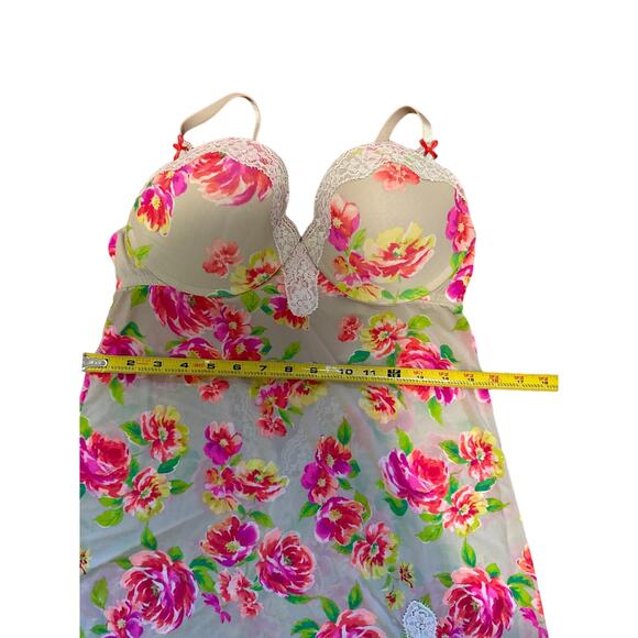 Victoria's Secret Floral Lace Built in Bra Slip Babydoll Teddy Slip Lingerie 36D - Picture 11 of 13